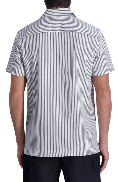 Shop Karl Lagerfeld Stripe Short Sleeve Stretch Button-up Shirt In White/ Grey
