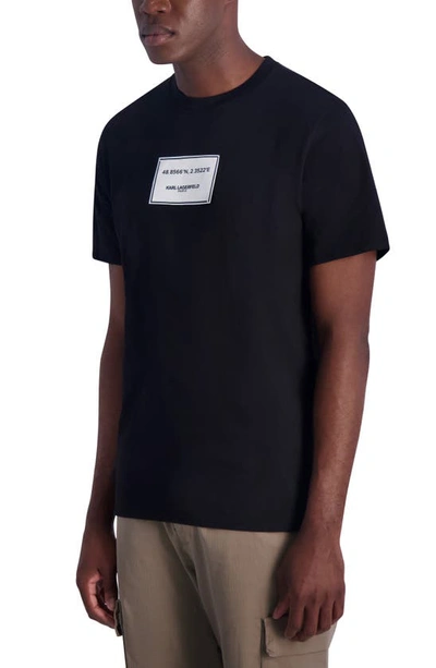 Shop Karl Lagerfeld Paris Latitude Longitude Cotton Graphic T-shirt In Black