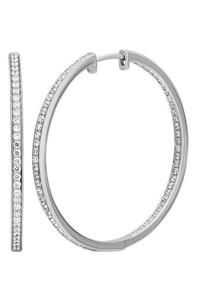 Shop Bony Levy Florentine Diamond Hoop Earrings In 18k White Gold