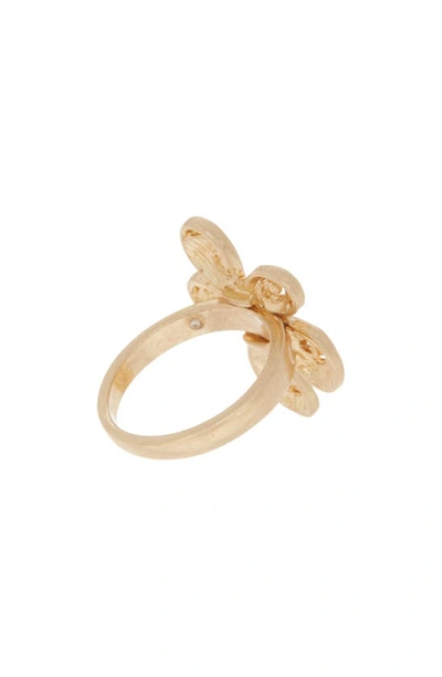 Shop Melrose And Market Imitation Pearl Swirl Flower Ring In Goldtone/ Imitation Pearl
