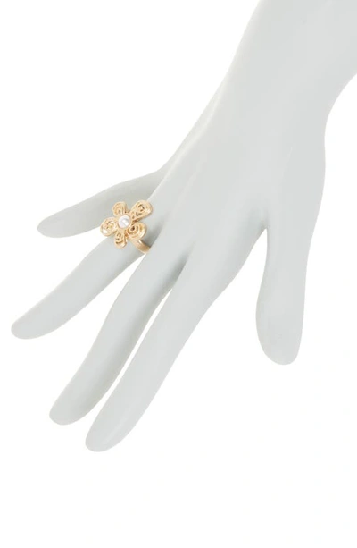 Shop Melrose And Market Imitation Pearl Swirl Flower Ring In Goldtone/ Imitation Pearl