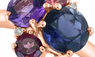 Shop Effy 14k Gold Diamond & Amethyst Cluster Ring In Rose Gold/ Multi
