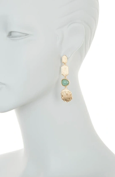 Shop Melrose And Market Textured Linear Drop Earrings In Green- Gold