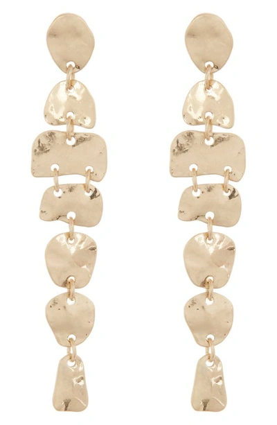 Shop Melrose And Market Hammered Linear Drop Earrings In Gold
