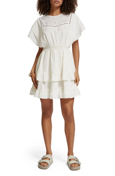 Shop Scotch & Soda Broderie Anglaise Cotton Dress In Soft Ice