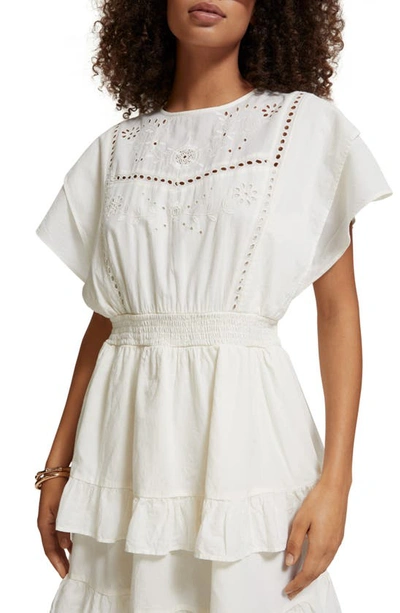 Shop Scotch & Soda Broderie Anglaise Cotton Dress In Soft Ice