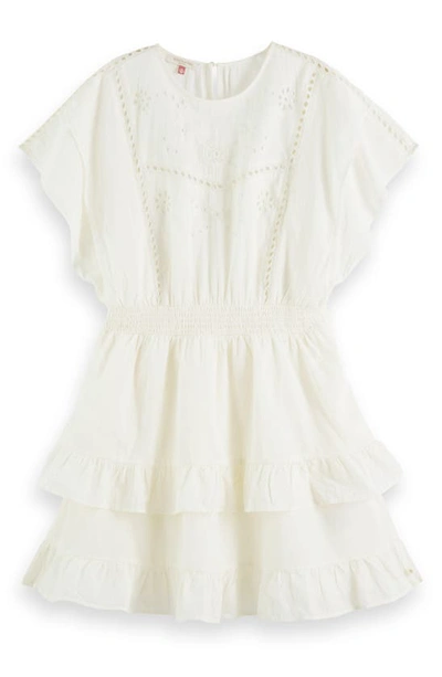 Scotch & Soda Broderie Anglaise Cotton Dress In Soft Ice
