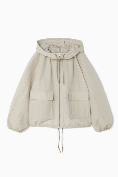 Shop Cos Technical Linen-blend Hooded Jacket In Beige