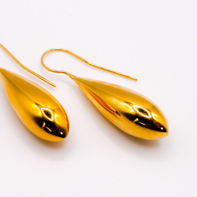 Shop Le Réussi Italian Gilded Teardrop Statement Earrings In Gold