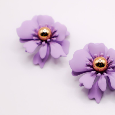 Shop Le Réussi Purple Petal Glisten Earrings