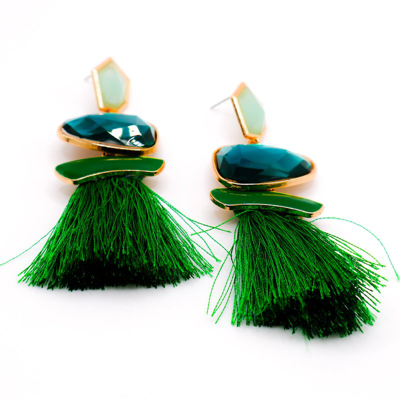Shop Le Réussi Emerald Sparkle Gems Earrings In Green