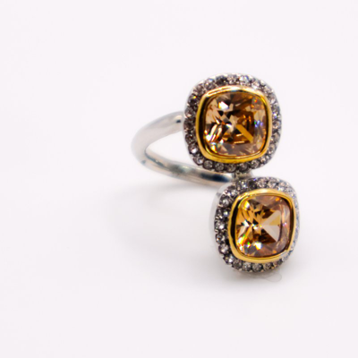 Shop Le Réussi Radiant Gemstone Duo Ring In Gold