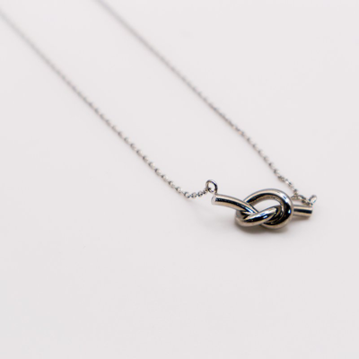Shop Le Réussi Eternal Knot Silver Necklace In Grey