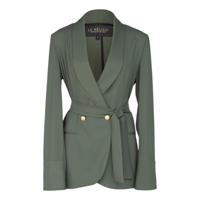 Shop Le Réussi Women's Olive Blazer With Front Buttons In Green