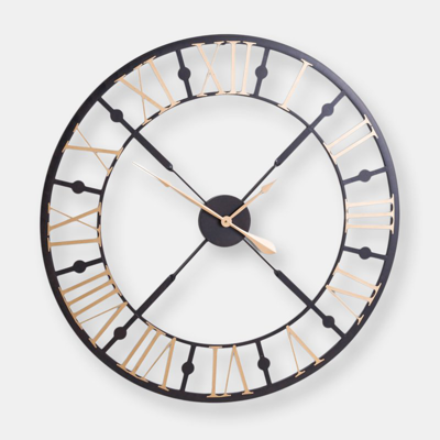 Shop Hill Interiors Skeleton Wall Clock (black/gold) (one Size)