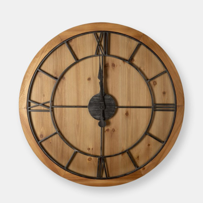 Shop Hill Interiors Williston Wooden Wall Clock (brown/black) (90cm X 5cm X 90cm)