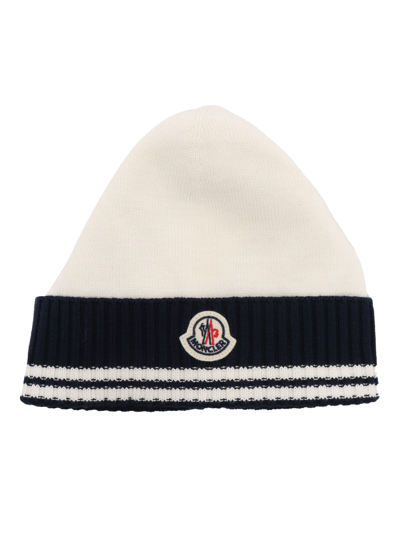 Shop Moncler Baby Beanie With Logo In Blue