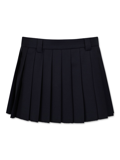 Shop Miu Miu Pleated Mini Skirt In Blue