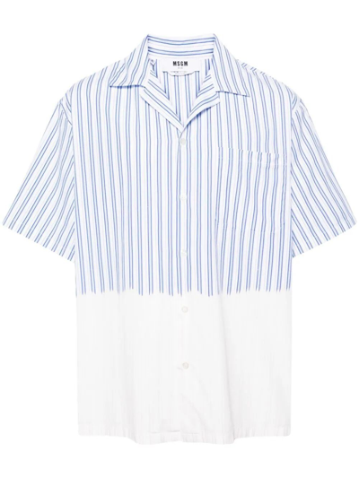 Shop Msgm Faded Bowling Shirt In White