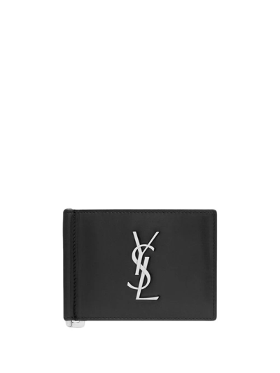 Shop Saint Laurent Cassandre Bill Clip Wallet In Black