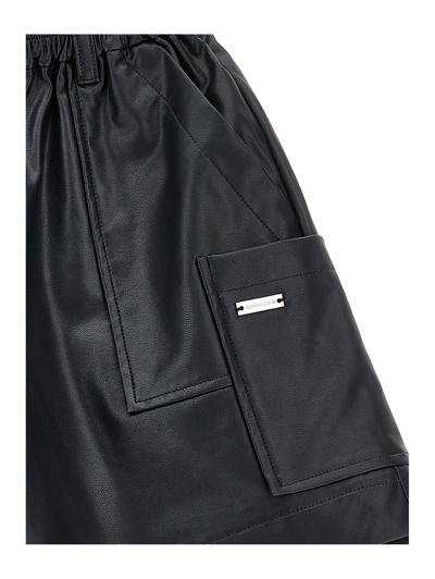 Monnalisa Bermuda Shorts In Coated Fabric In Black