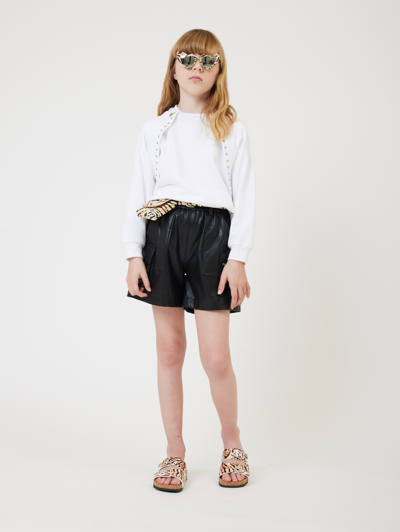 Monnalisa Bermuda Shorts In Coated Fabric In Black