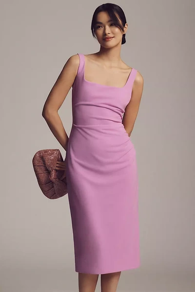 Shop Bhldn Andie Square-neck Stretch Crepe Midi Dress In Purple