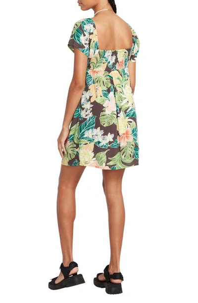 Shop Volcom Excapism Floral Cutout Dress In Slate Grey Multi