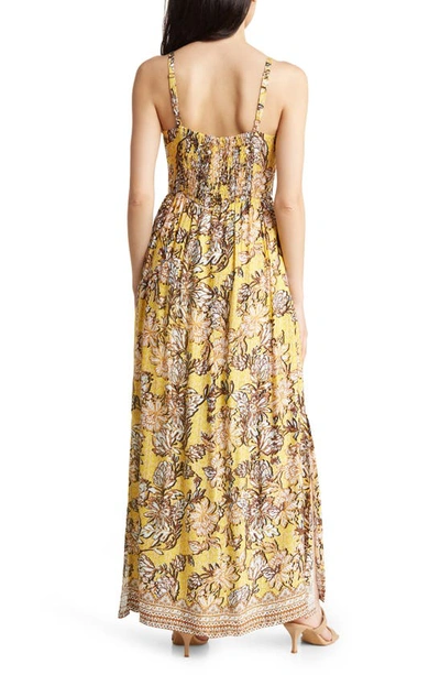 Shop Socialite Tiana Floral Print Maxi Dress In Yellow Multi