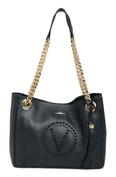 Shop Valentino By Mario Valentino Luisa Rock Leather Tote Bag In Ink Blue