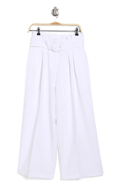 Shop Adrianna Papell Belted Woven Pants In White