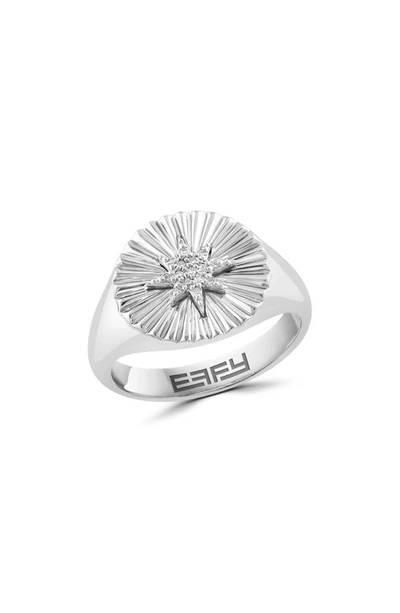 Shop Effy Sterling Silver Diamond Signet Ring, 0.04ct