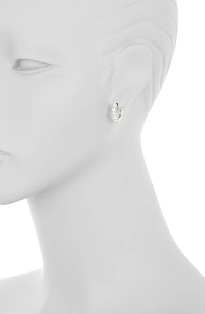 Shop Nordstrom Rack Cz & 15mm Imitation Pearl Hoop Earrings In Clear- White- Silver