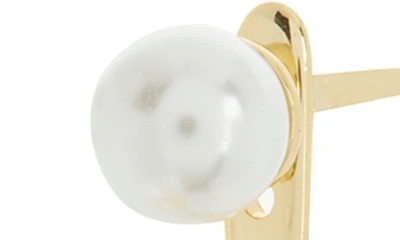 Shop Nordstrom Rack Imitation Pearl Ear Jackets In White- Gold