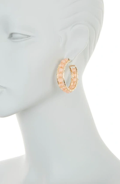 Shop Melrose And Market Wire Wrap Bead Hoop Earrings In Blush- Gold