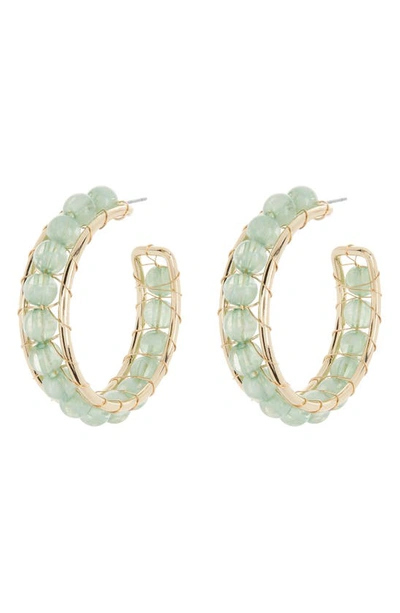 Shop Melrose And Market Wire Wrap Bead Hoop Earrings In Iridescent Green- Gold