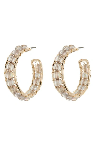 Shop Melrose And Market Wire Wrap Bead Hoop Earrings In Iridescent Blue- Gold