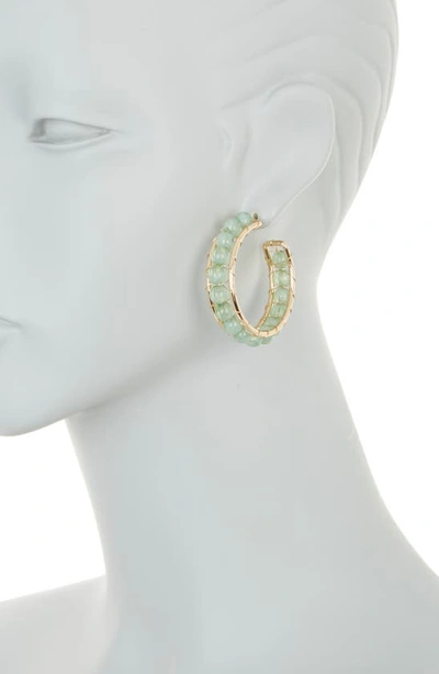 Shop Melrose And Market Wire Wrap Bead Hoop Earrings In Iridescent Green- Gold