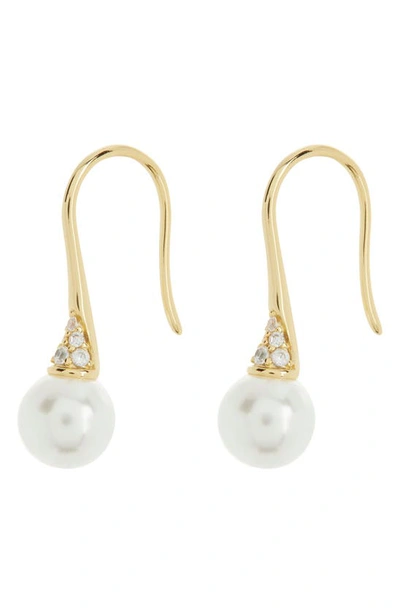 Shop Nordstrom Rack Cz & Imitation Pearl Earrings In Clear- White- Gold