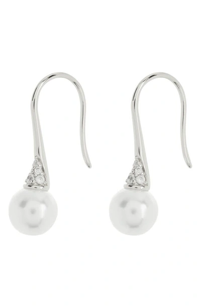 Shop Nordstrom Rack Cz & Imitation Pearl Earrings In Clear- White- Silver