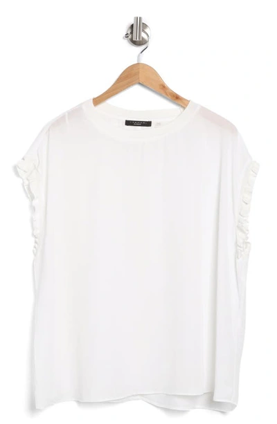 Shop T Tahari Ruffle Cap Sleeve Top In Bright White