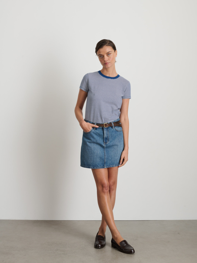 Shop Alex Mill Andie Mini Skirt In Denim In Copenhagen Medium Wash