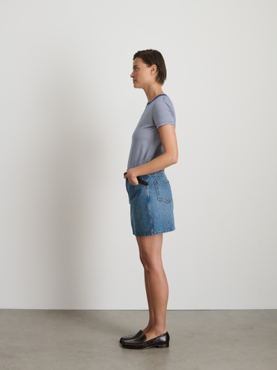 Shop Alex Mill Andie Mini Skirt In Denim In Copenhagen Medium Wash