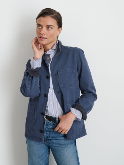 Shop Alex Mill Britt Work Jacket In Herringbone In Slate Blue