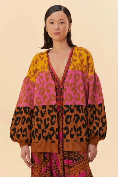 Shop Farm Rio Mixed Leopards Knit Cardigan In Knit Mixed Leoaprds Multicolor