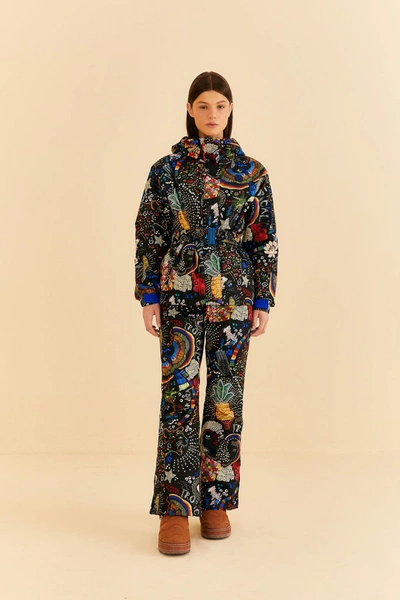 Farm Rio Borogodo Black Ski Jacket Borogodo Xl In Borogodo