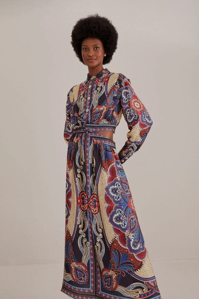 Shop Farm Rio Multicolor Energy Scarf Cut-out Maxi Dress In Energy Scarf Multicolor