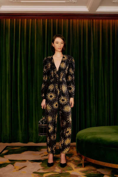 Farm Rio Sunny Mood Sequin V Neck Jumpsuit