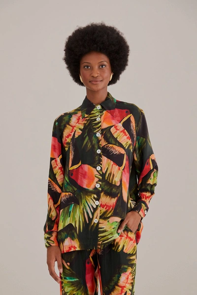 Shop Farm Rio Green Painted Toucans Shirt In Painted Toucans Green
