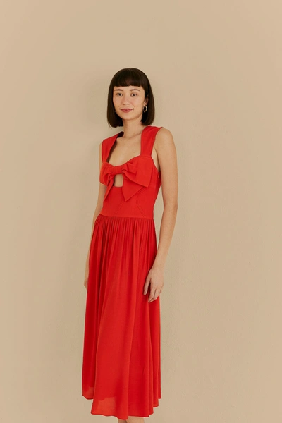 Shop Farm Rio Red Bow Sleeveless Midi Dress